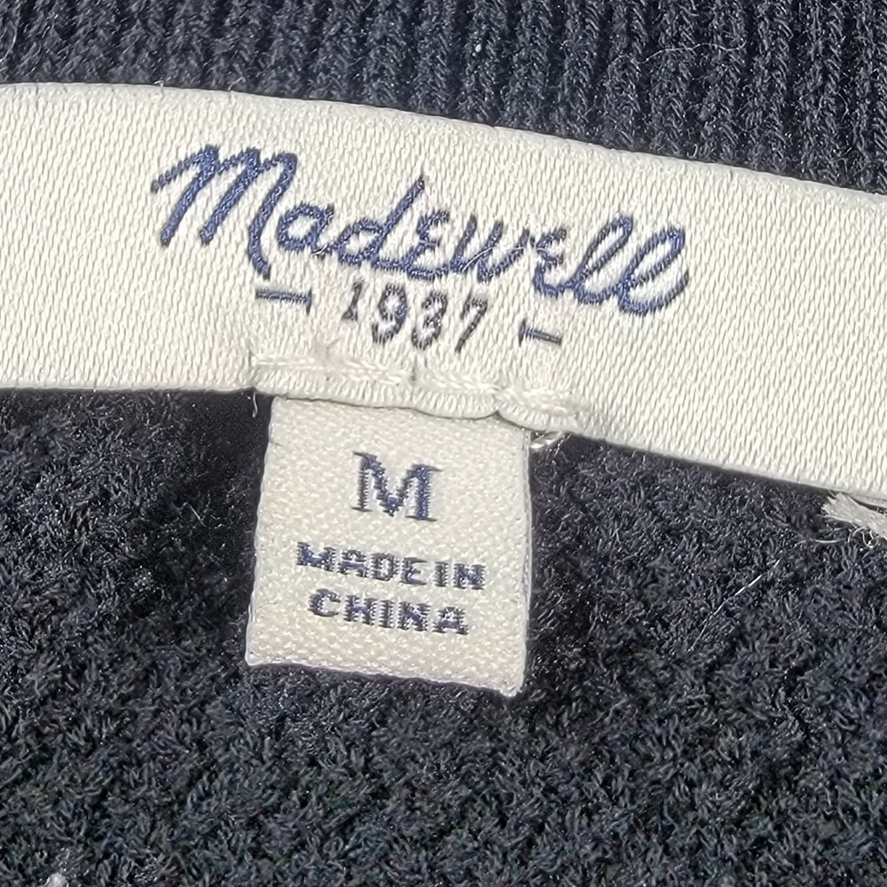 Madewell Knit Top Black Boat Half Sleeve Neck Stretch Santana Knit Size M - Picture 6 of 6